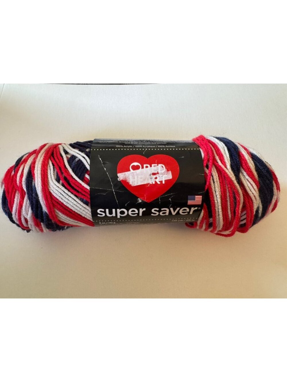 Vintage Red Heart Yarn Skein New Patriotic Colored J14